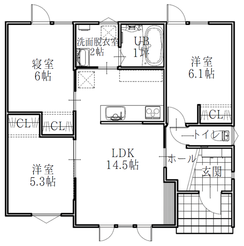 西14南3 平面図(部屋名入り)