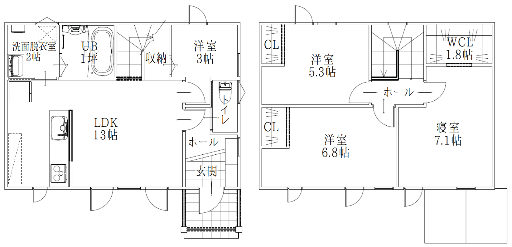 西4南1平面図(部屋名入り)